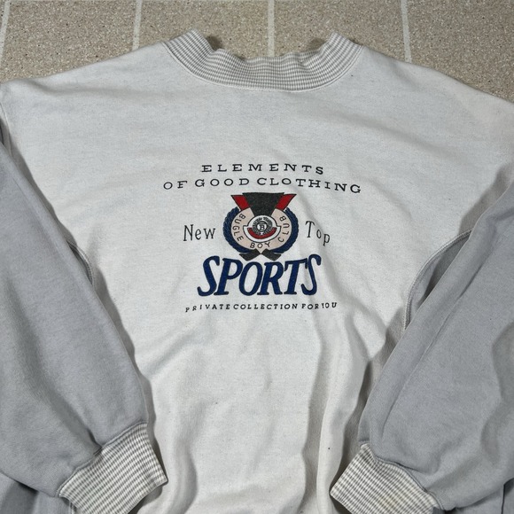 Vintage 90s Bugle Boy Color Block Crewneck Sweatshirt Y2K Preppy Size Large - Picture 2 of 6
